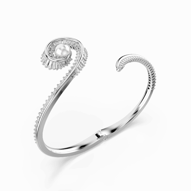 Swarovski Ariana Grande X Swarovski Bangle Crystal Pearl Baguette Cut White Rhodium Plated