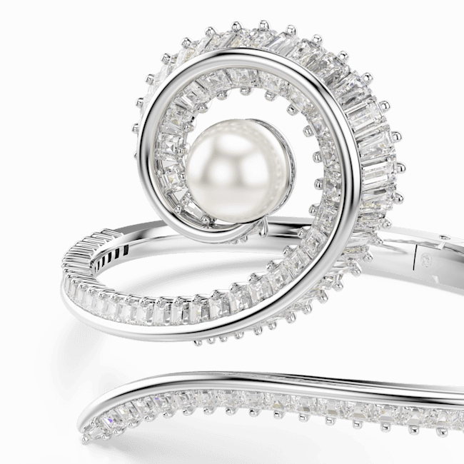 Swarovski Ariana Grande X Swarovski Bangle Crystal Pearl Baguette Cut White Rhodium Plated