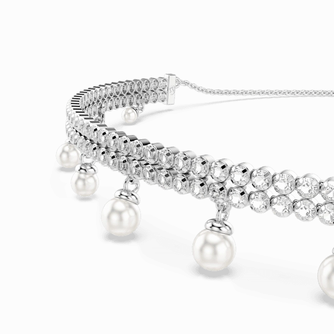Swarovski Ariana Grande X Swarovski Choker Crystal Pearl Round Cut White Rhodium Plated