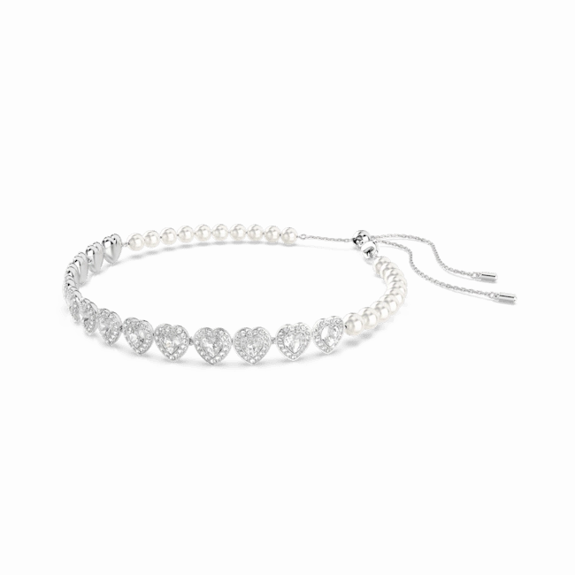 Swarovski Ariana Grande X Swarovski Tennis Choker Mixed Cuts Heart White Rhodium Plated fashion-jewelry  