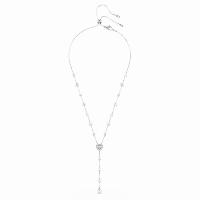 Swarovski Ariana Grande x Swarovski Y Necklace Crystal pearl Mixed cuts Heart White Rhodium plated
