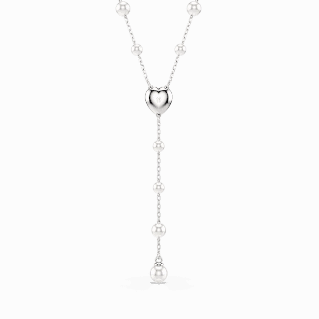Swarovski Ariana Grande x Swarovski Y Necklace Crystal pearl Mixed cuts Heart White Rhodium plated