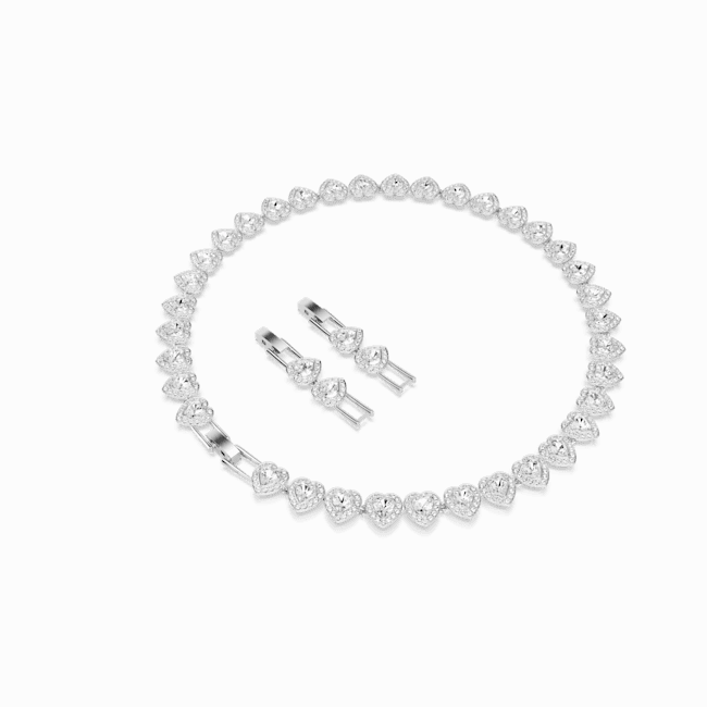 Swarovski Ariana Grande x Tennis Necklace Mixed cuts Heart White Rhodium plated