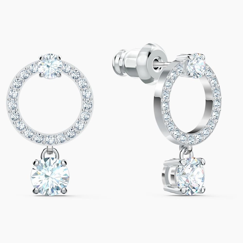Swarovski Attract Circle Pierced Earrings White One Size fashion-jewelry  