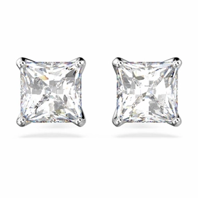 Swarovski Attract Stud Earrings Square cut, White, Rhodium Plated 