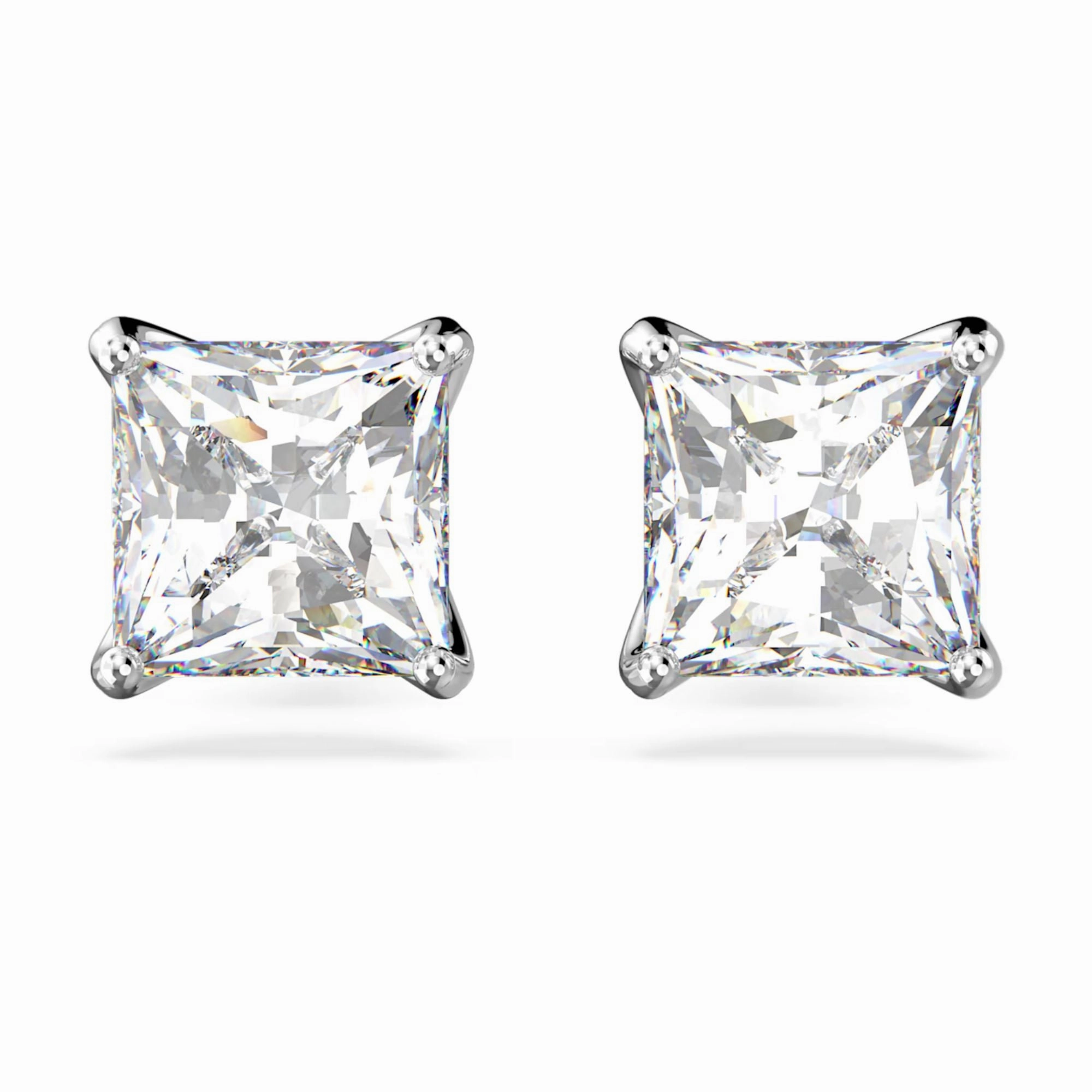 Swarovski Attract Stud Earrings Square cut, White, Rhodium Plated fashion-jewelry  