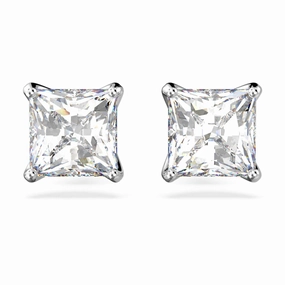 Swarovski Attract Stud Earrings Square cut, White, Rhodium Plated 