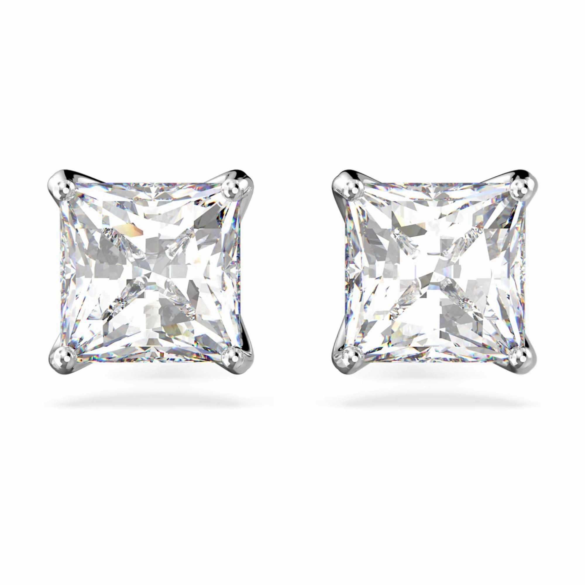 Swarovski Attract Stud Earrings Square cut, White, Rhodium Plated 