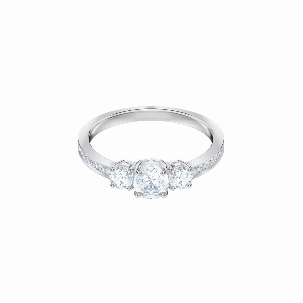 Swarovski Attract Trilogy Round Ring White, Rhodium Plated
