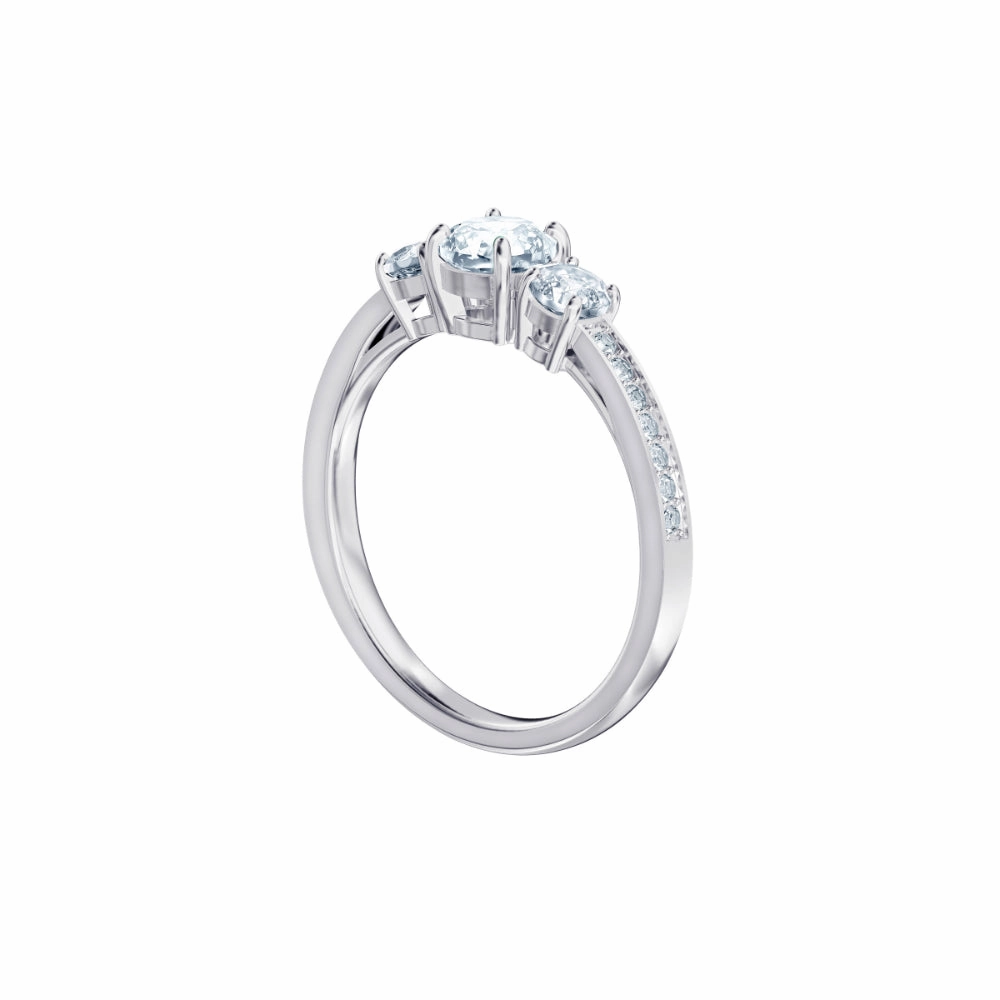 Swarovski Attract Trilogy Round Ring White, Rhodium Plated