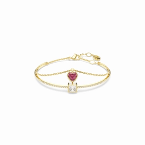 Swarovski Chroma Bangle Heart, Red, Gold-tone plated, Medium fashion-jewelry  