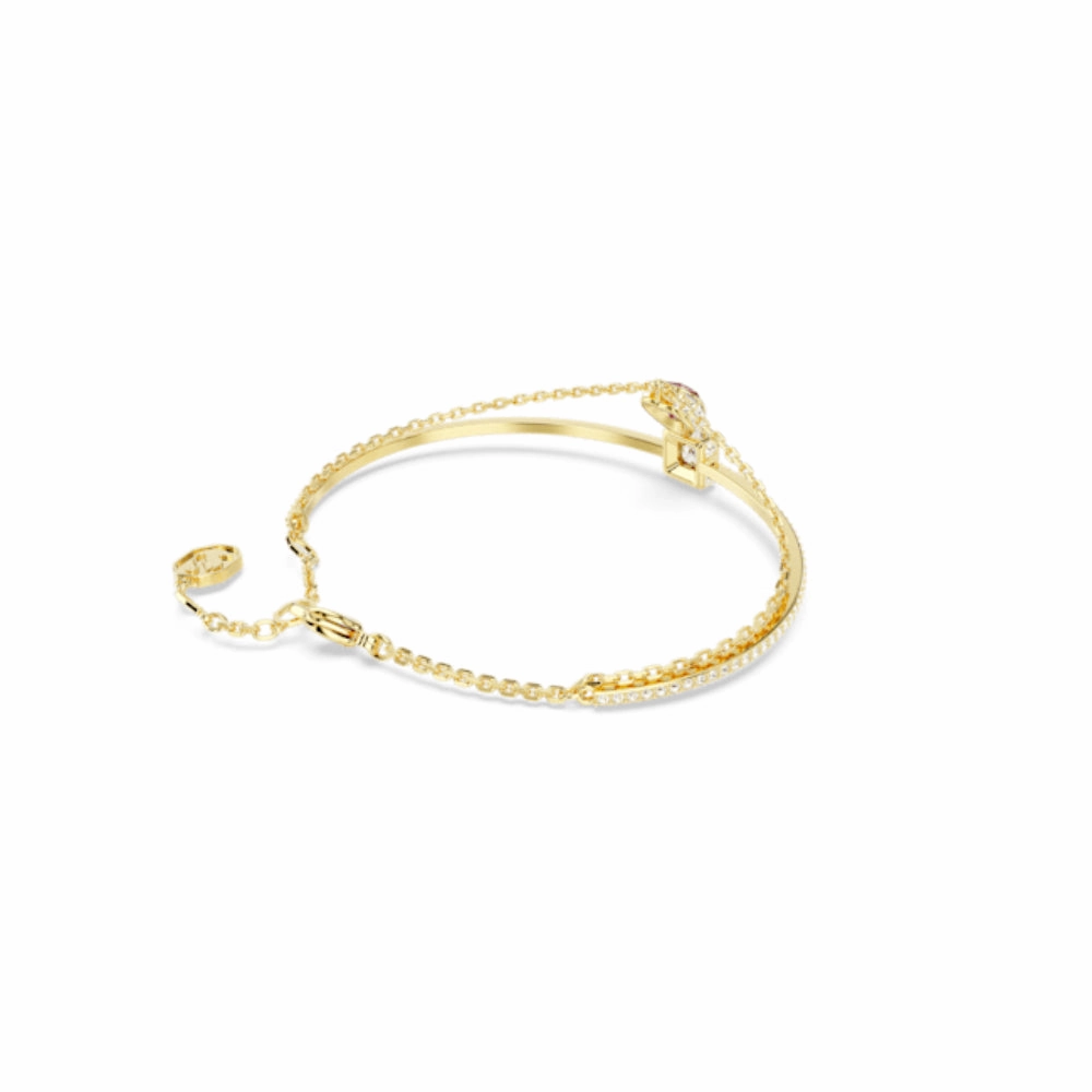 Swarovski Chroma Bangle Heart, Red, Gold-tone plated, Medium