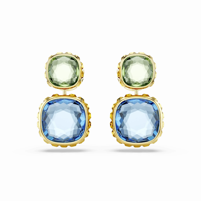Swarovski Chroma Drop Earrings Cushion Cut Multicolored Gold-Tone Plated fashion-jewelry  