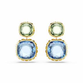 Swarovski Chroma Drop Earrings Cushion Cut Multicolored Gold-Tone Plated fashion-jewelry  