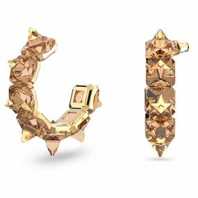 Swarovski Chroma Hoop EarringsPyramid cut crystals Yellow Gold-tone plated fashion-jewelry  