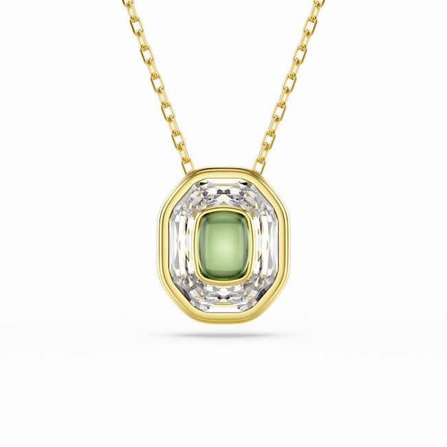 Swarovski Chroma pendant Octagon cut Green Gold-tone plated fashion-jewelry  