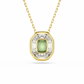 Swarovski Chroma pendant Octagon cut Green Gold-tone plated fashion-jewelry  