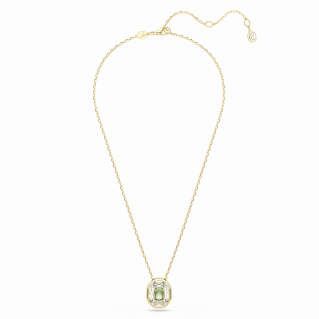 Swarovski Chroma pendant Octagon cut Green Gold-tone plated