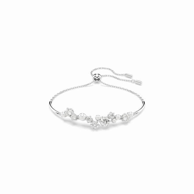 Swarovski Constella Bangle Crystal Pearl Round Cuts White Rhodium Plated fashion-jewelry  