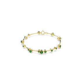 Swarovski Constella Bangle Mixed round cuts, Green, Gold-tone plated fashion-jewelry  