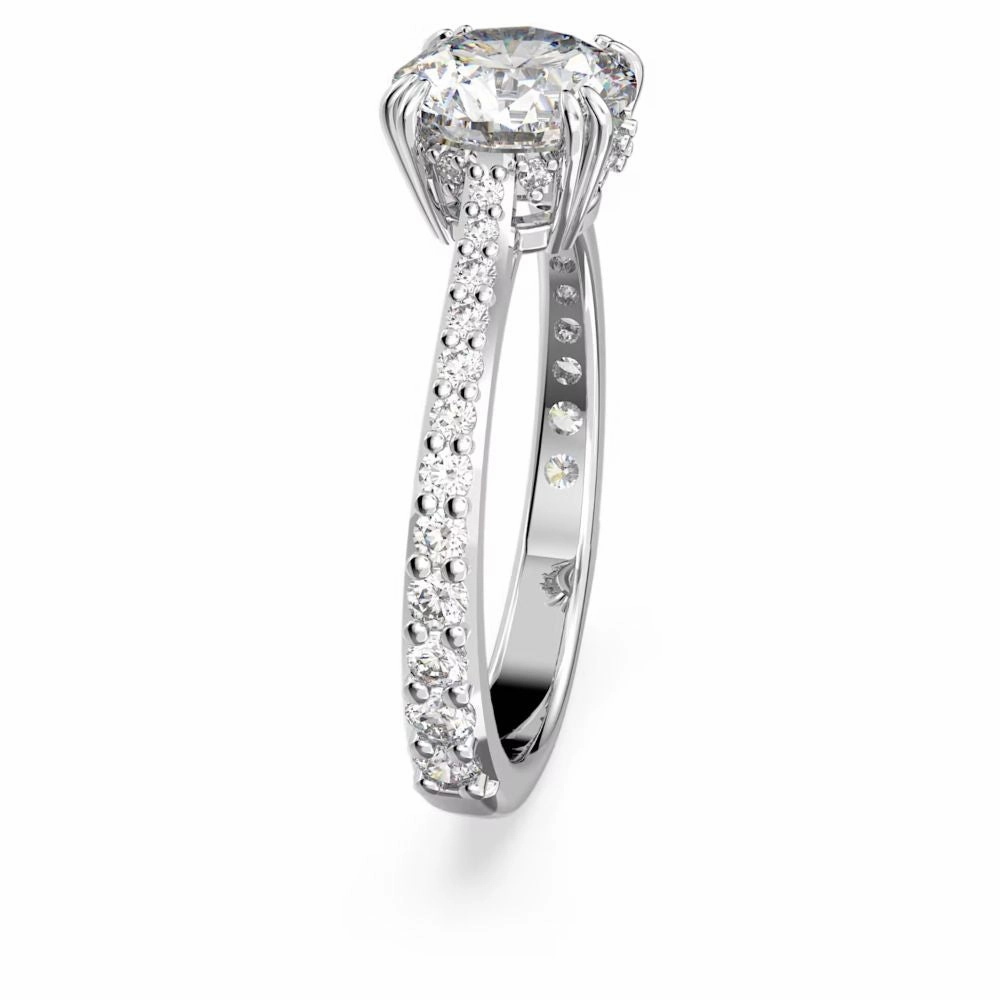 Swarovski Constella Cocktail Ring Princess cut Pav White Rhodium plated  55
