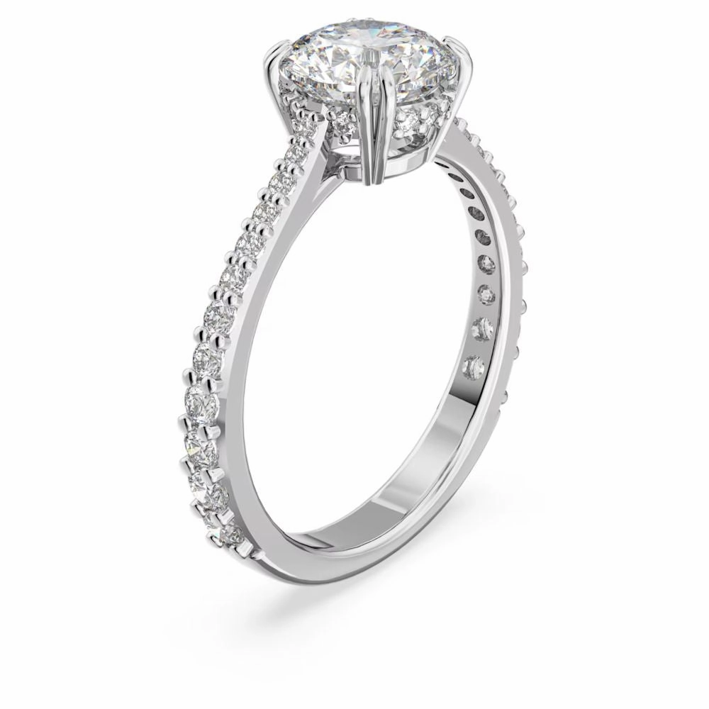 Swarovski Constella Cocktail Ring Princess cut Pav White Rhodium plated  55 fashion-jewelry  