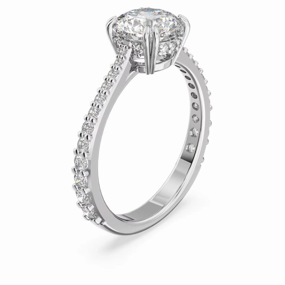 Swarovski Constella Cocktail Ring Princess cut Pav White Rhodium plated  60 fashion-jewelry  