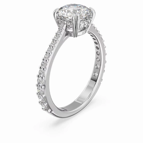 Swarovski Constella Cocktail Ring Princess cut Pav White Rhodium plated  60 fashion-jewelry  