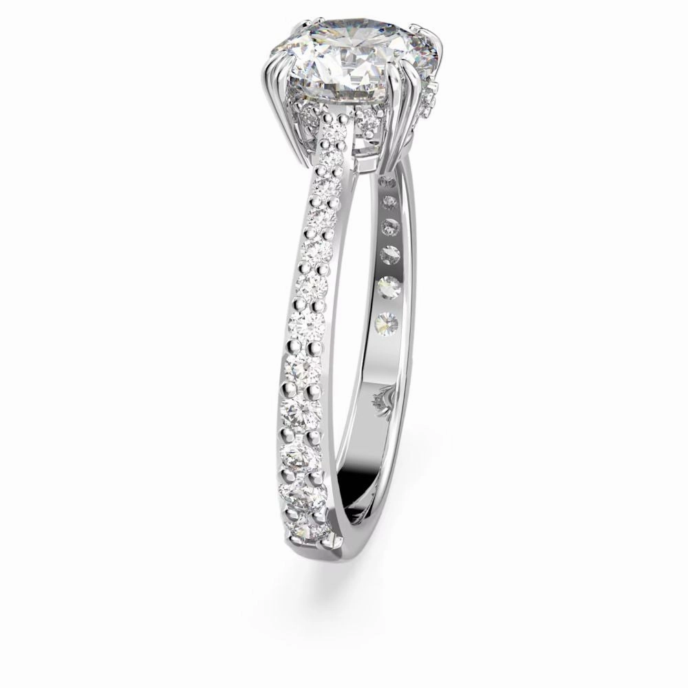 Swarovski Constella Cocktail Ring Princess cut Pav White Rhodium plated  60