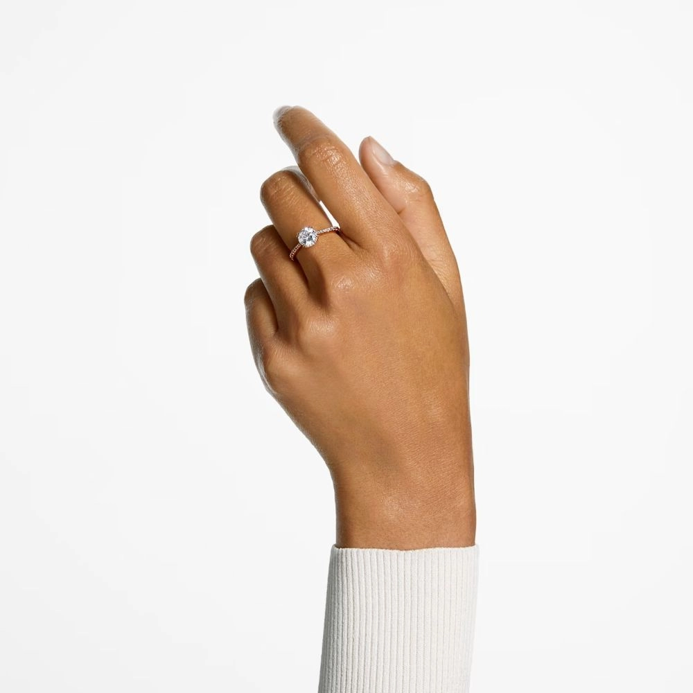 Swarovski Constella Cocktail Ring Princess cut Pav White Rose gold-tone plated  58