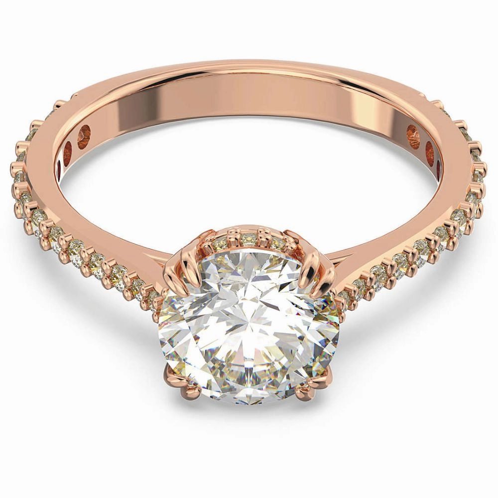 Swarovski Constella Cocktail Ring Princess cut Pav White Rose gold-tone plated  58