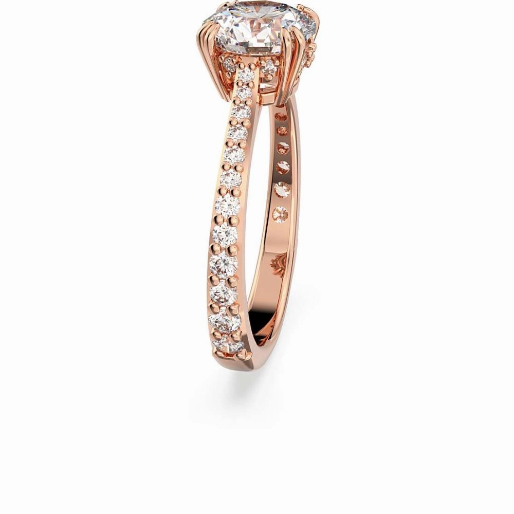 Swarovski Constella Cocktail Ring Princess cut Pav White Rose gold-tone plated  58