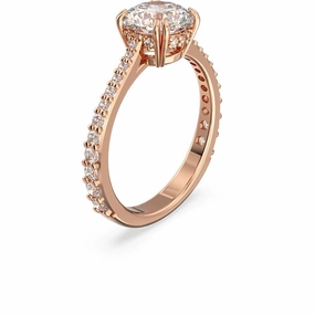 Swarovski Constella Cocktail Ring Princess cut Pav White Rose gold-tone plated  58 fashion-jewelry  