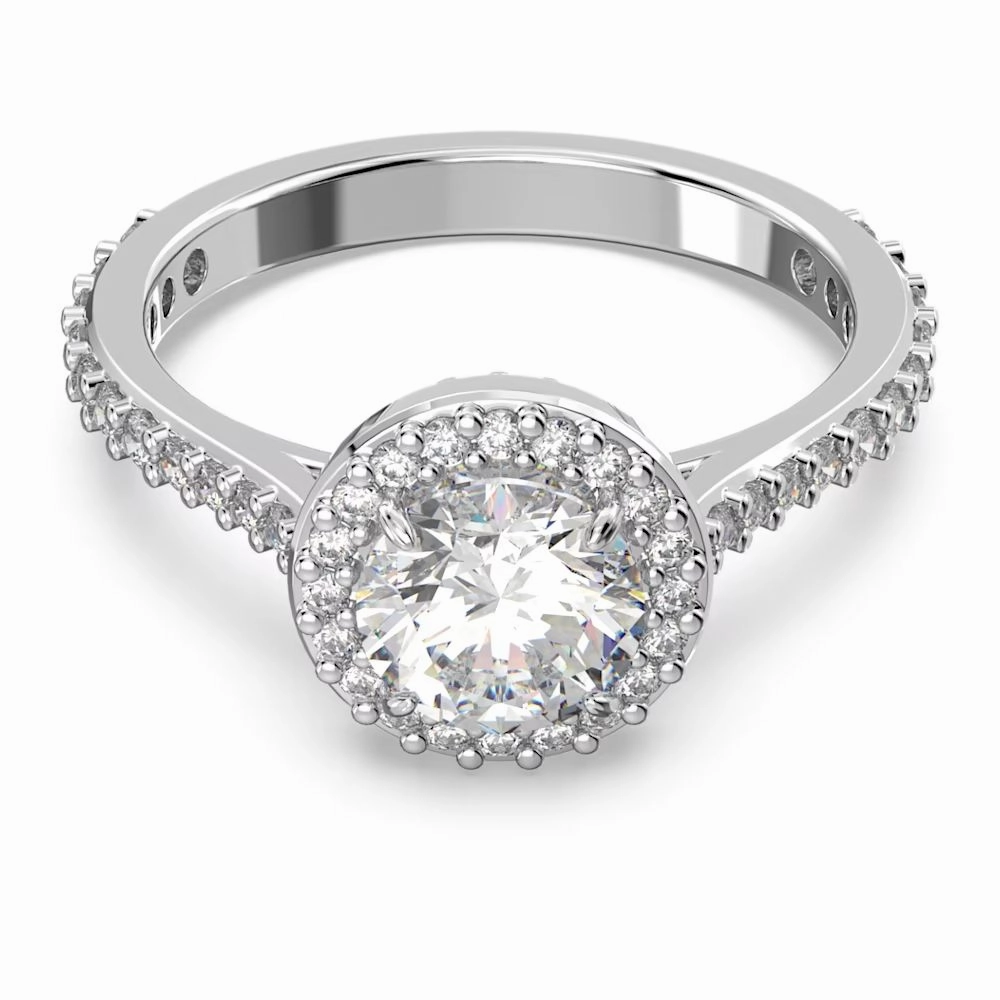 Swarovski Constella Cocktail Ring Round cut Pav White Rhodium plated  55