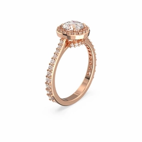Swarovski Constella Cocktail Ring Round cut Pav White Rose gold-tone plated  55 fashion-jewelry  