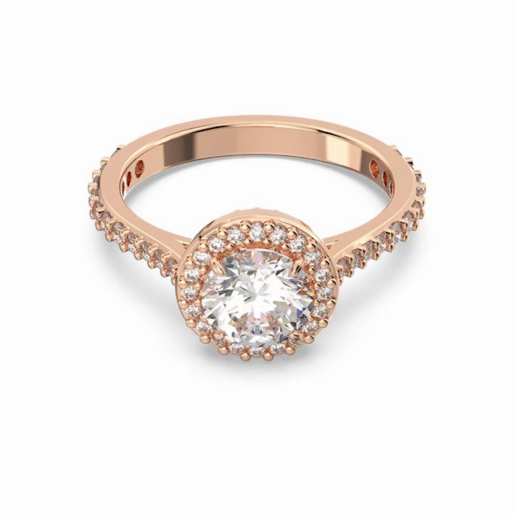 Swarovski Constella Cocktail Ring Round cut Pav White Rose gold-tone plated  55