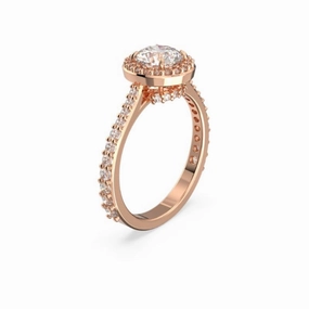 Swarovski Constella Cocktail Ring Round cut Pav White Rose gold-tone plated  58 fashion-jewelry  
