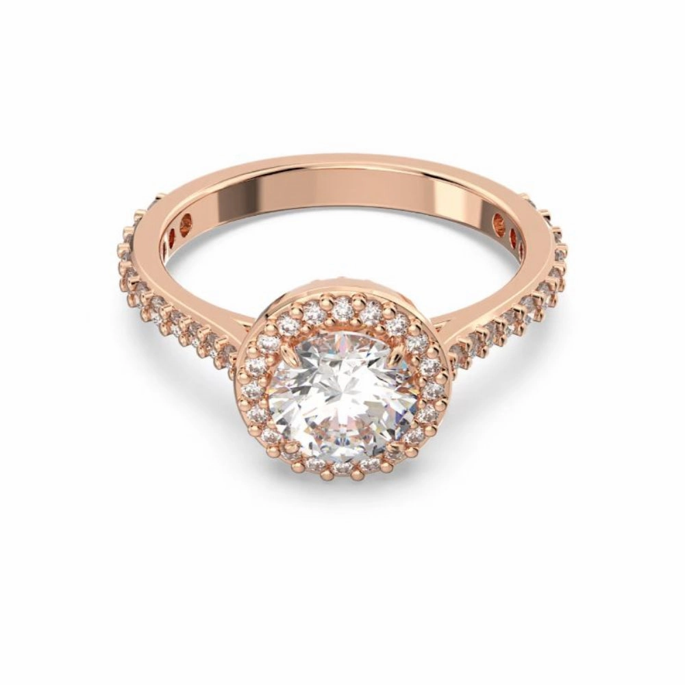 Swarovski Constella Cocktail Ring Round cut Pav White Rose gold-tone plated  58