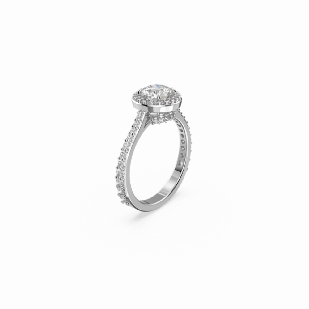 Swarovski Constella cocktail Ring Round cut, Pave, White, Rhodium plated, 52 fashion-jewelry  