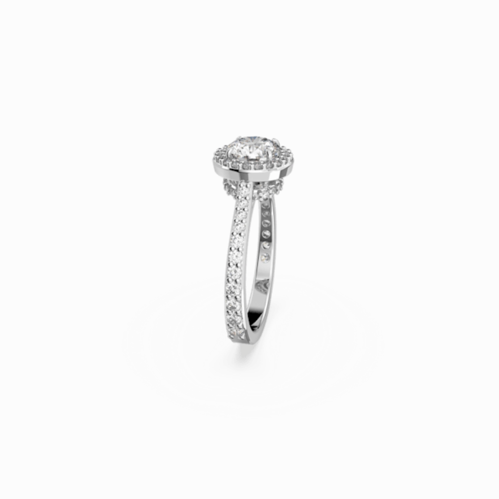 Swarovski Constella cocktail Ring Round cut, Pave, White, Rhodium plated, 52