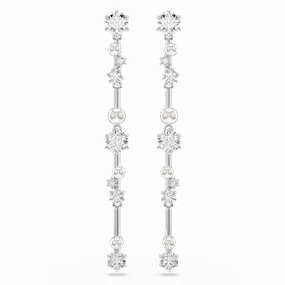 Swarovski Constella Drop Earrings Crystal Pearl Round Cuts White Rhodium Plated 