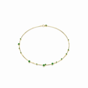 Swarovski Constella Necklace Mixed round cuts, Green, Gold-tone plated fashion-jewelry  
