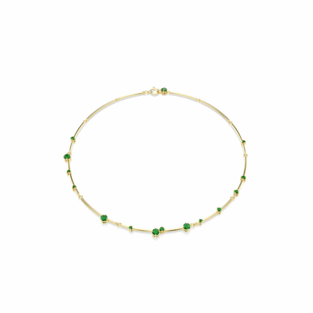 Swarovski Constella Necklace Mixed round cuts, Green, Gold-tone plated fashion-jewelry  