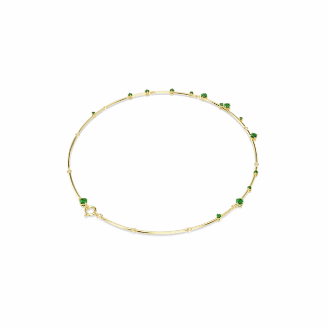 Swarovski Constella Necklace Mixed round cuts, Green, Gold-tone plated