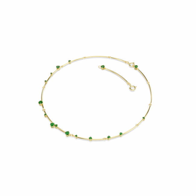 Swarovski Constella Necklace Mixed round cuts, Green, Gold-tone plated