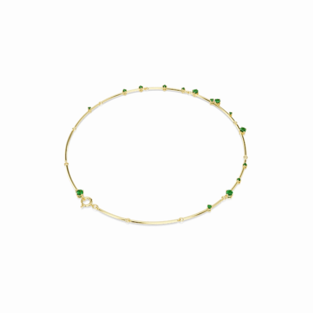 Swarovski Constella Necklace Mixed round cuts, Green, Gold-tone plated