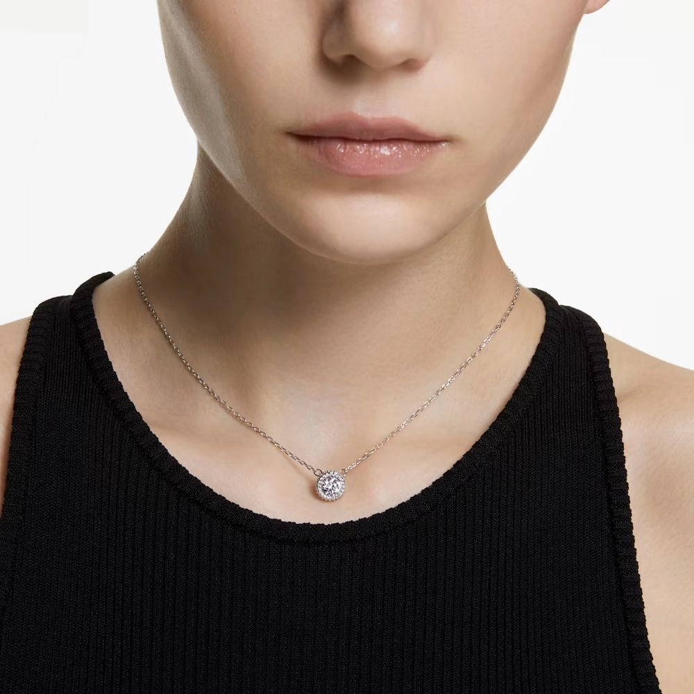 Swarovski Constella Necklace with pendant Round cut Pav White Rhodium plated  38cm x 44 CM