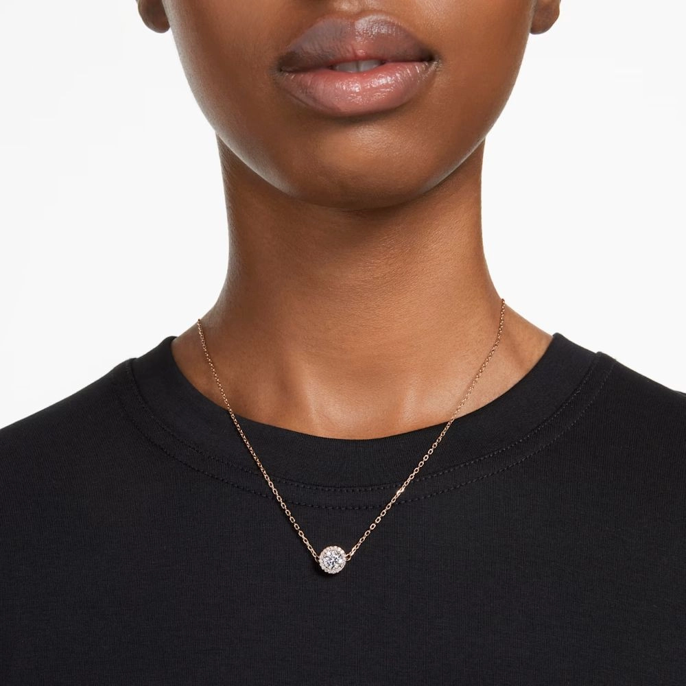 Swarovski Constella Necklace with pendant Round cut Pav White Rose gold-tone plated  38cm x 44 CM