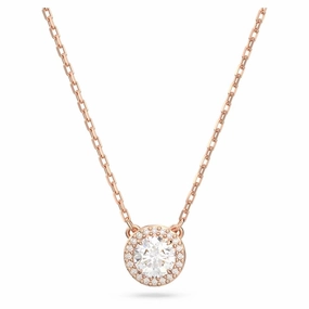 Swarovski Constella Necklace with pendant Round cut Pav White Rose gold-tone plated  38cm x 44 CM fashion-jewelry  