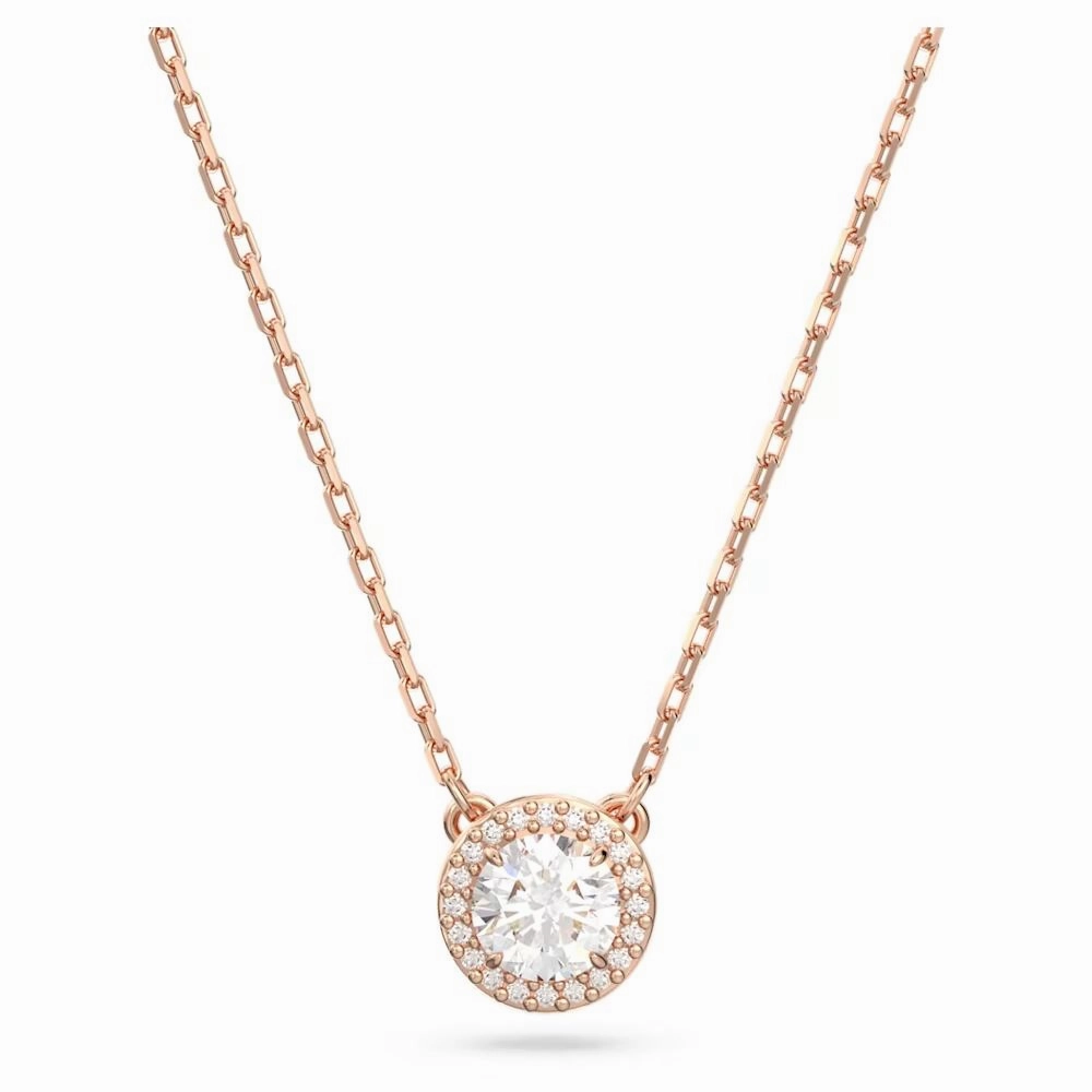 Swarovski Constella Necklace with pendant Round cut Pav White Rose gold-tone plated  38cm x 44 CM fashion-jewelry  